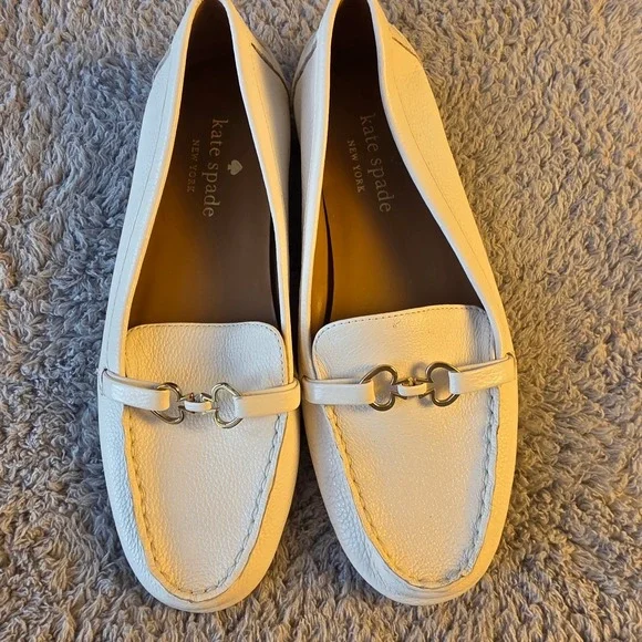 Kate Spade New York Loafers Leather White Spade Horsebit Womens 6.5B EU 37‎ - Picture 2 of 9